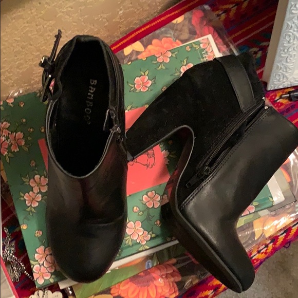 Bamboo Black Patton and Suede Booties - Picture 7 of 8